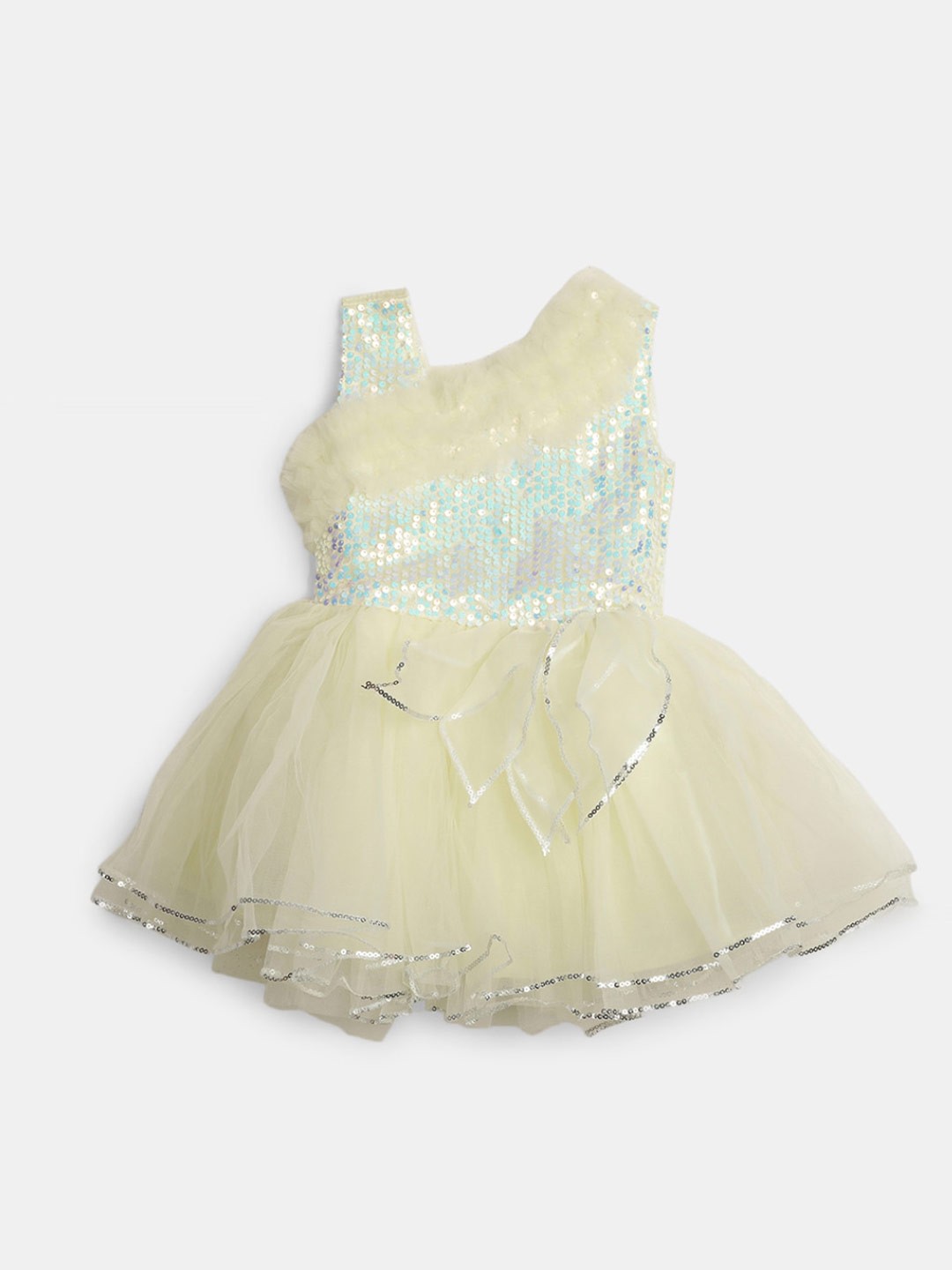 

V-Mart Infants Girls Embellished One Shoulder Fit & Flare Dress, Cream