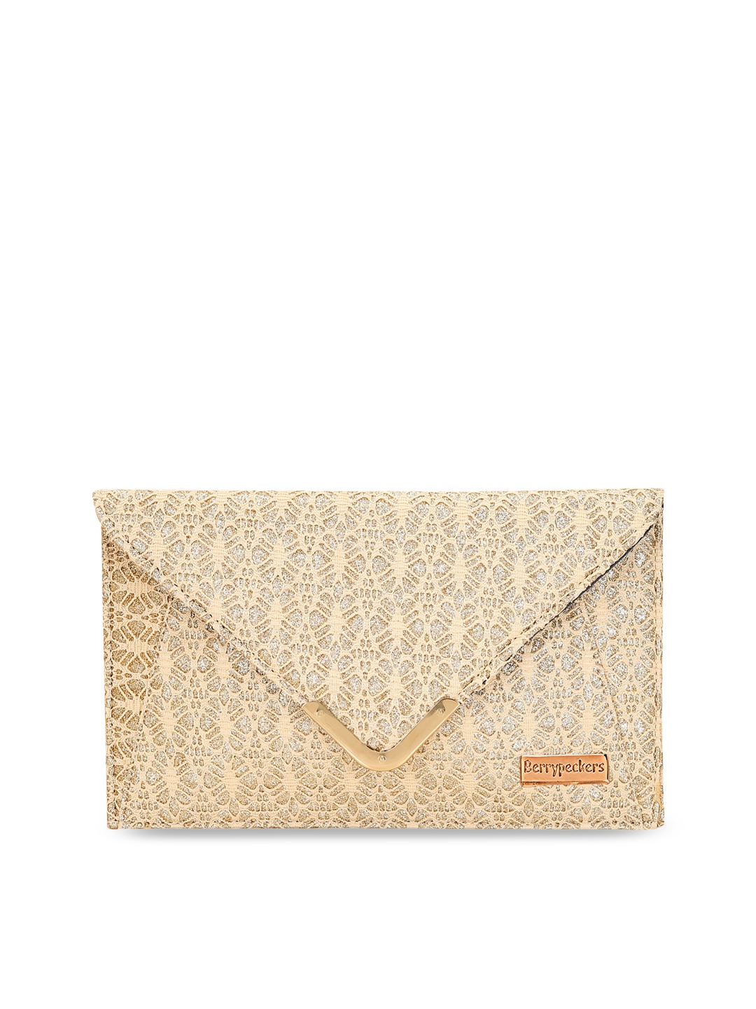 

Berrypeckers Textured Party Envelope Clutch, Gold