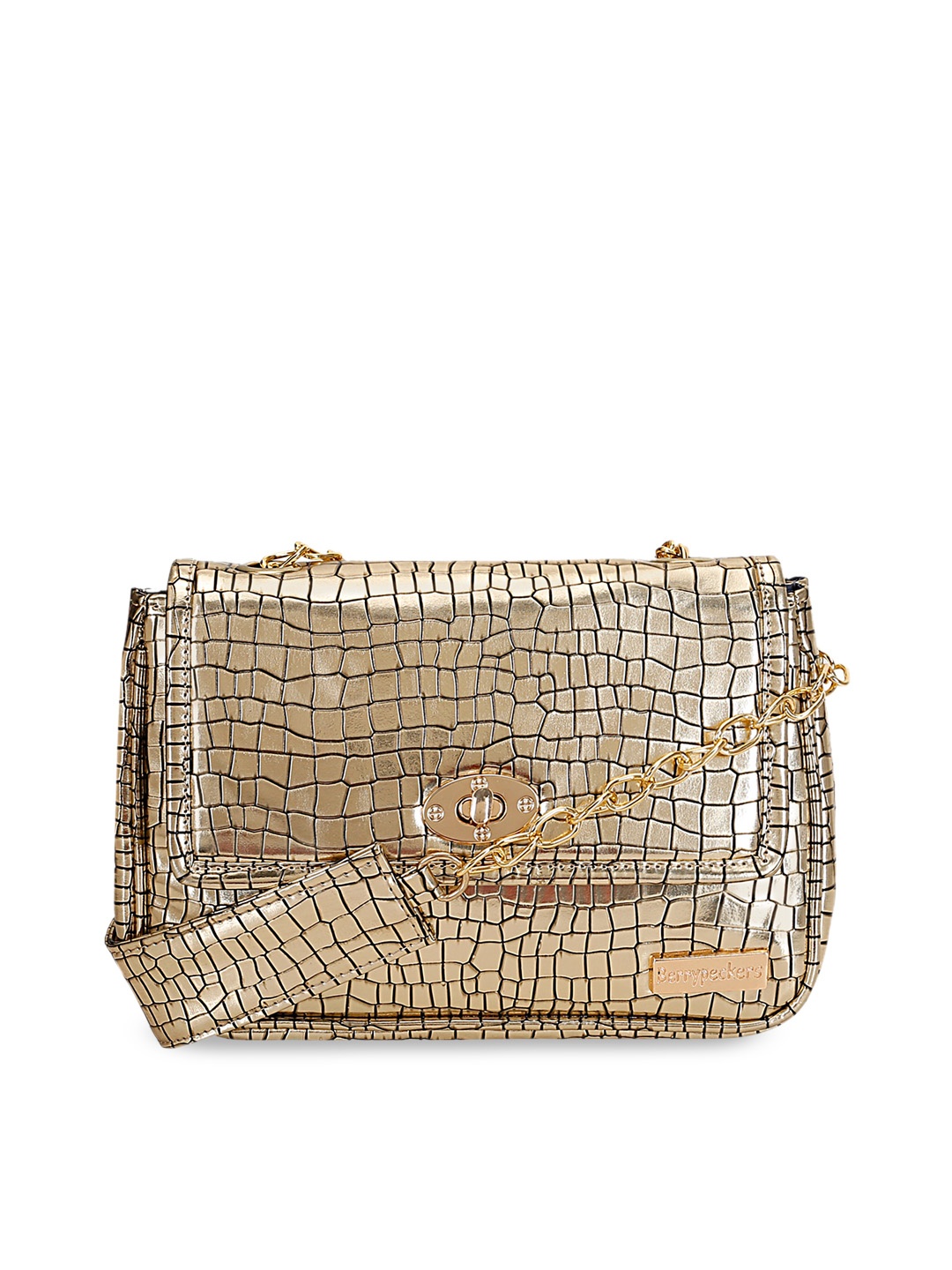 

Berrypeckers Textured Swagger Sling Bag, Gold