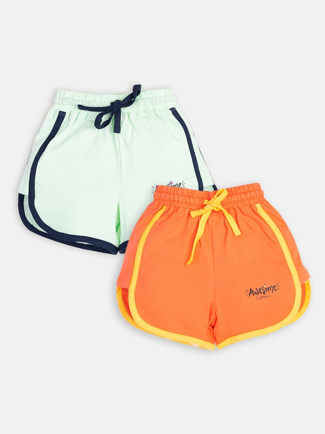 

AMUL Kandyfloss Girls Pack Of 2 Pure Cotton Hot pants, Orange