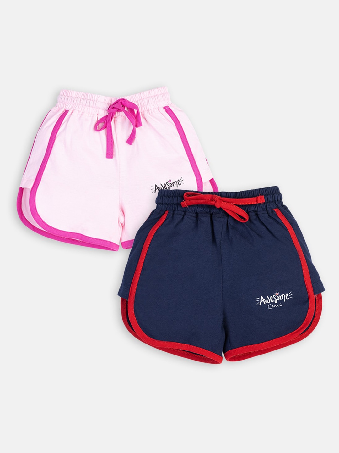

AMUL Kandyfloss Girls Pack Of 2 Pure Cotton Hot pants, Navy blue