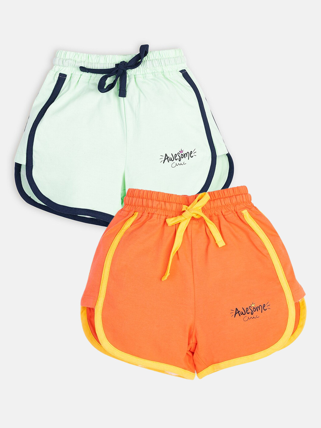 

AMUL Kandyfloss Girls Pack Of 2 Pure Cotton Hot pants, Orange