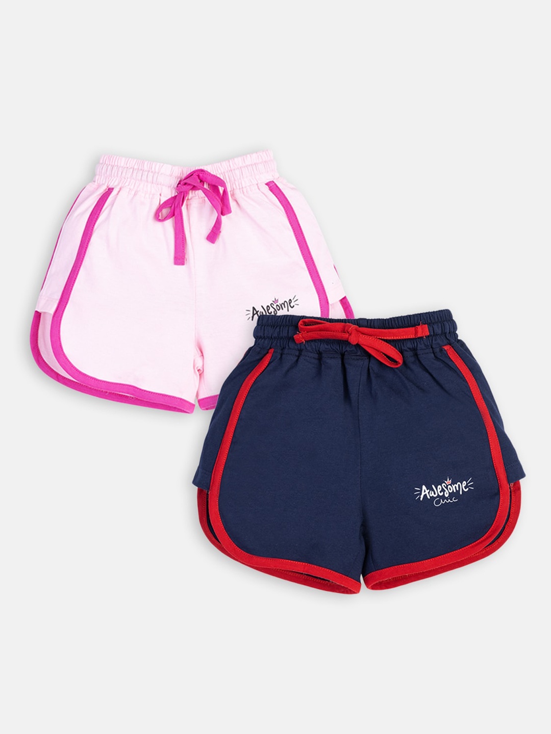 

AMUL Kandyfloss Girls Pack Of 2 Pure Cotton Hot Pants, Navy blue
