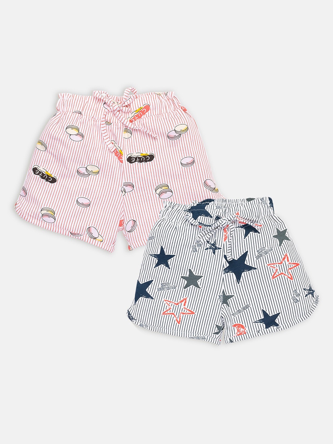 

AMUL Kandyfloss Girls Pack Of 2 Printed Pure Cotton Shorts, Blue