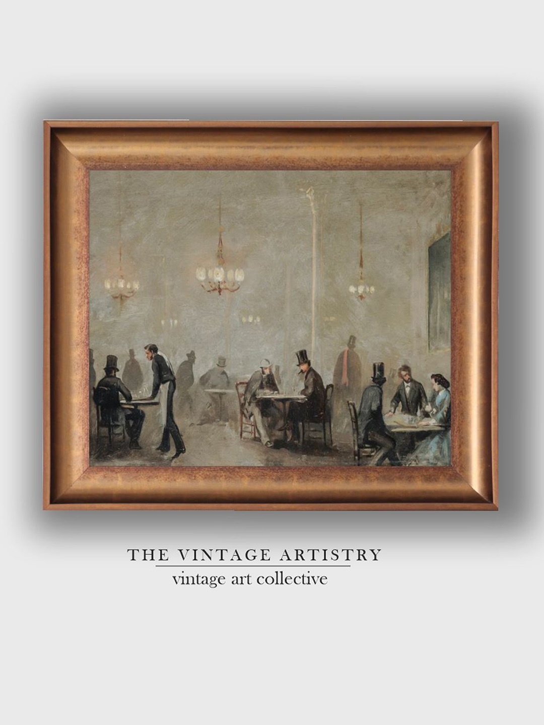 

THE VINTAGE ARTISTRY Brown & Grey Vintage Bar Painting Wall Art