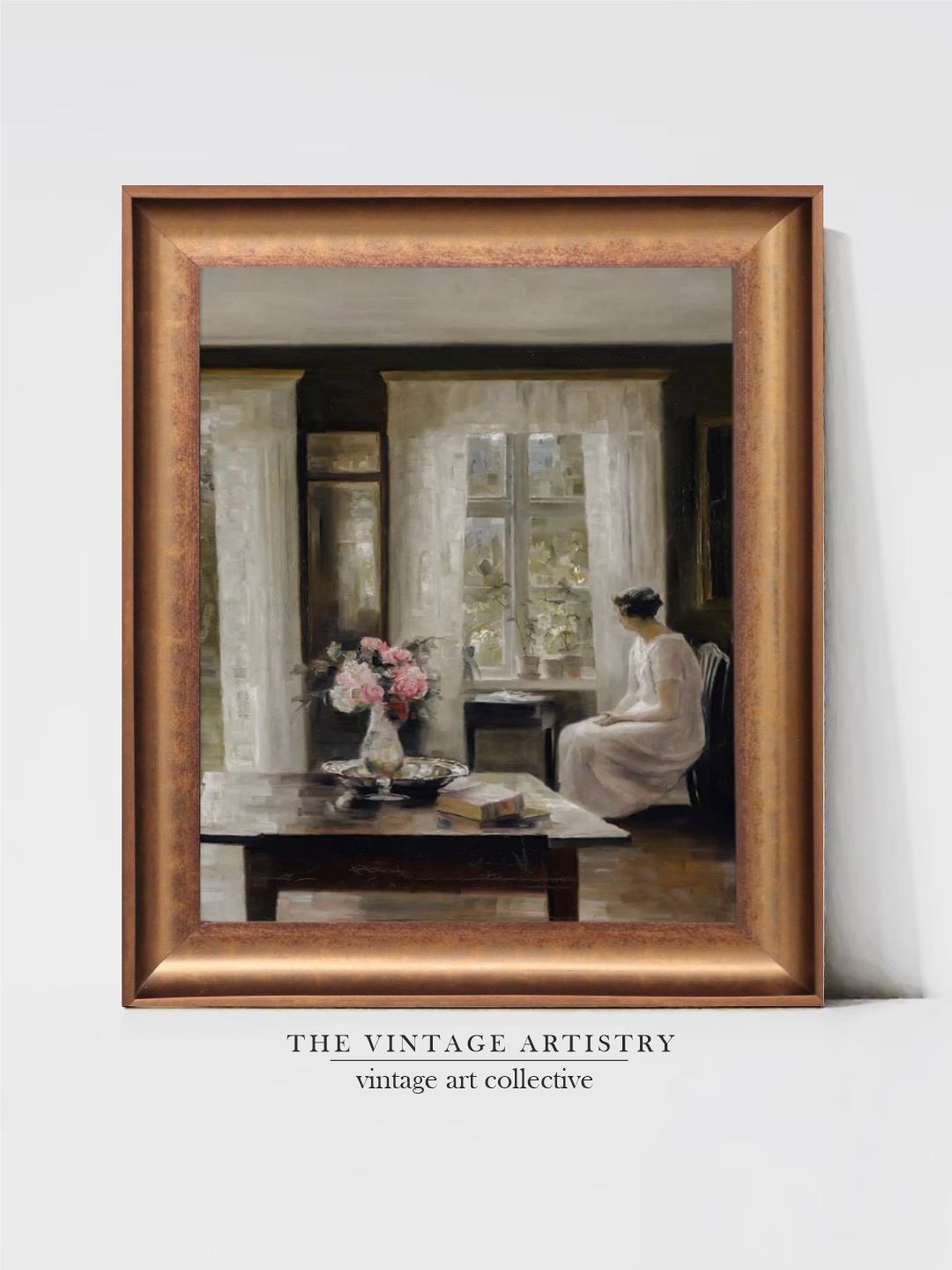 

THE VINTAGE ARTISTRY Off White & Brown Portrait Still Life Painting Wall Art