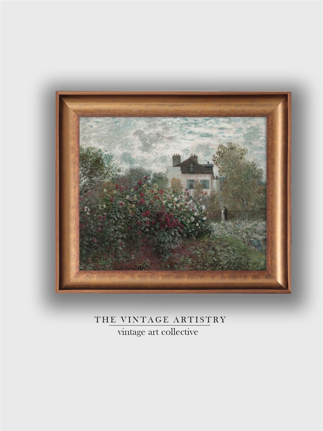 

THE VINTAGE ARTISTRY Green Rose Garden Painting Wall Art