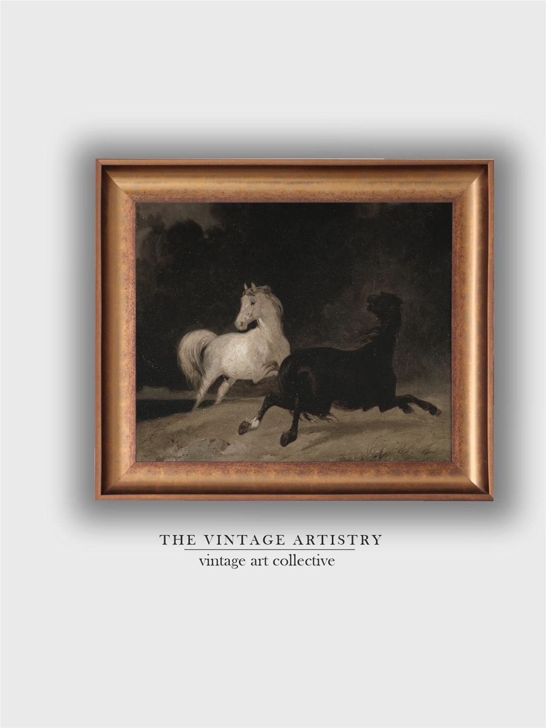 

THE VINTAGE ARTISTRY Black Vintage Horse Painting Wall Art