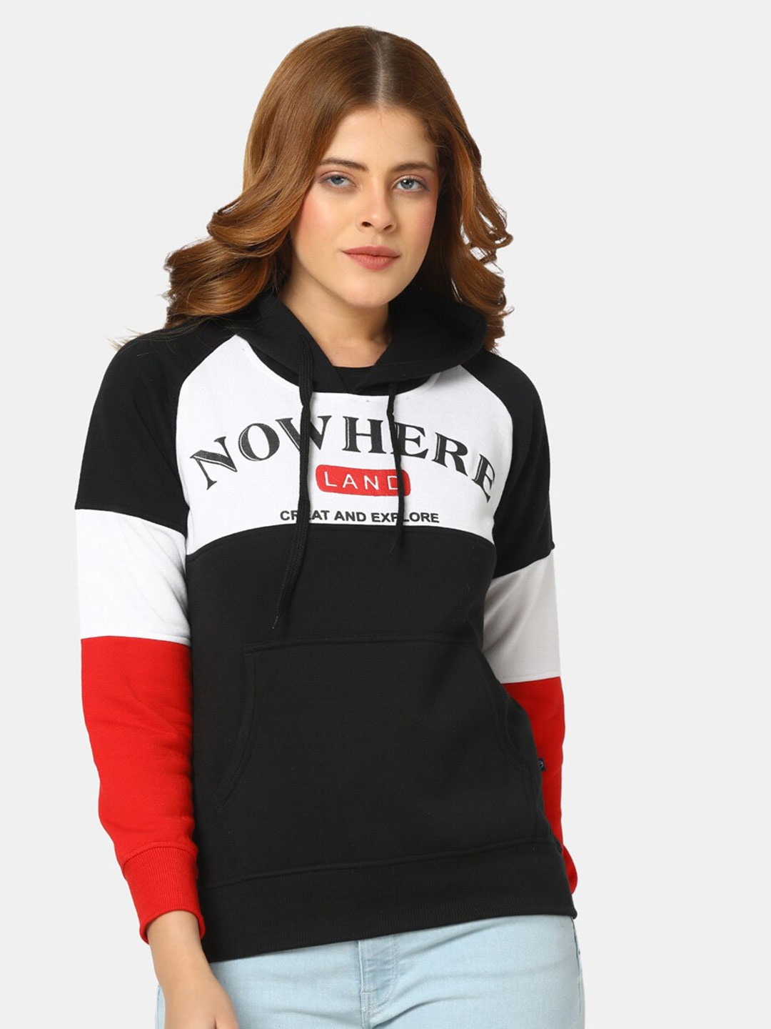 

V-Mart Colourblocked Hooded Fleece Sweatshirt, Black