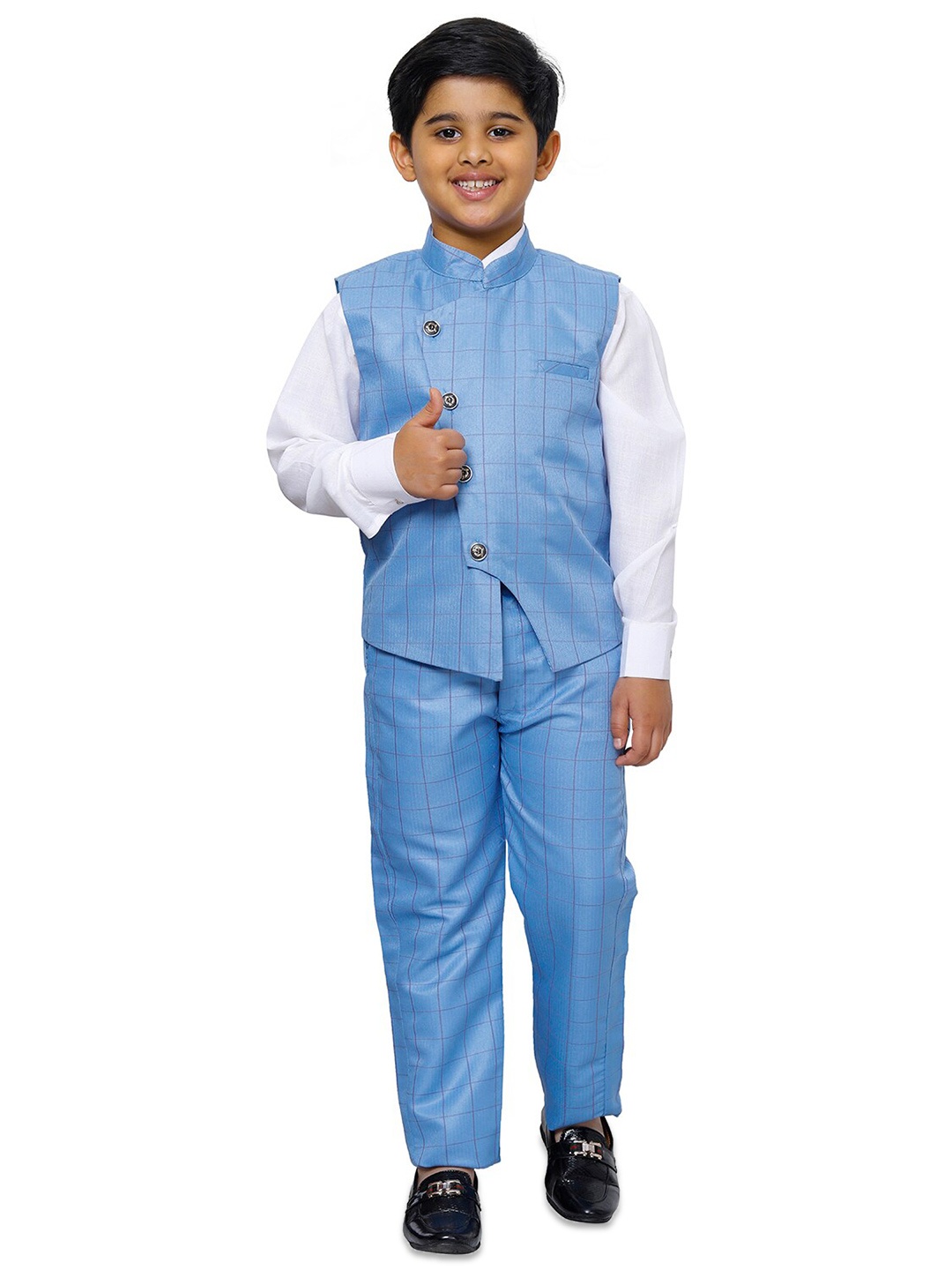 

Pro-Ethic STYLE DEVELOPER Boys 3 Piece Solid Shirt & Trousers With Waistcoat, Blue