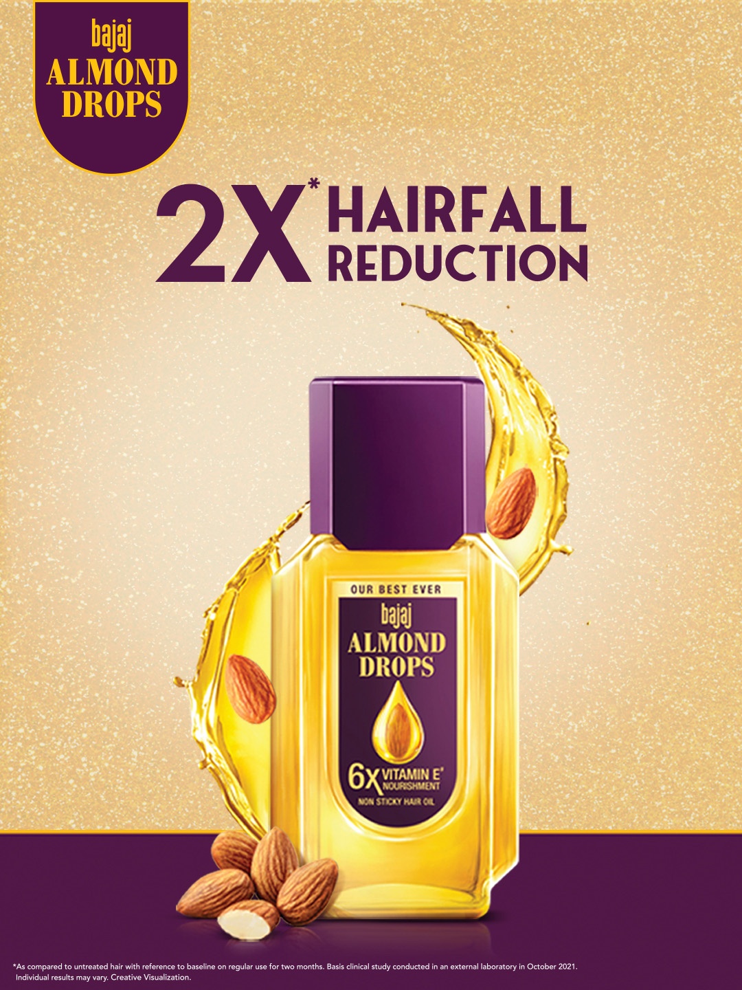 BAJAJ CONSUMER CARE Almond Drops 6X Vitamin E Nourishment Non-Sticky Hair Oil - 625ml