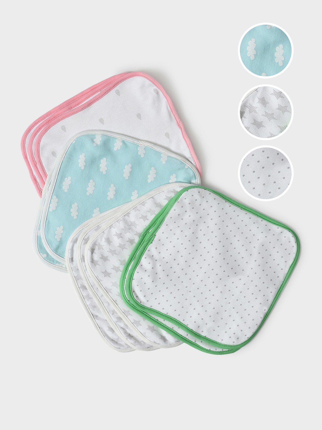 

MiArcus White & Blue 10-Pcs Printed 170 GSM Cotton Knitted Interlock Handky