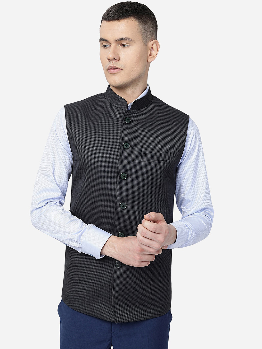 

MODI JACKET Mandarin Collar Nehru Jacket, Grey