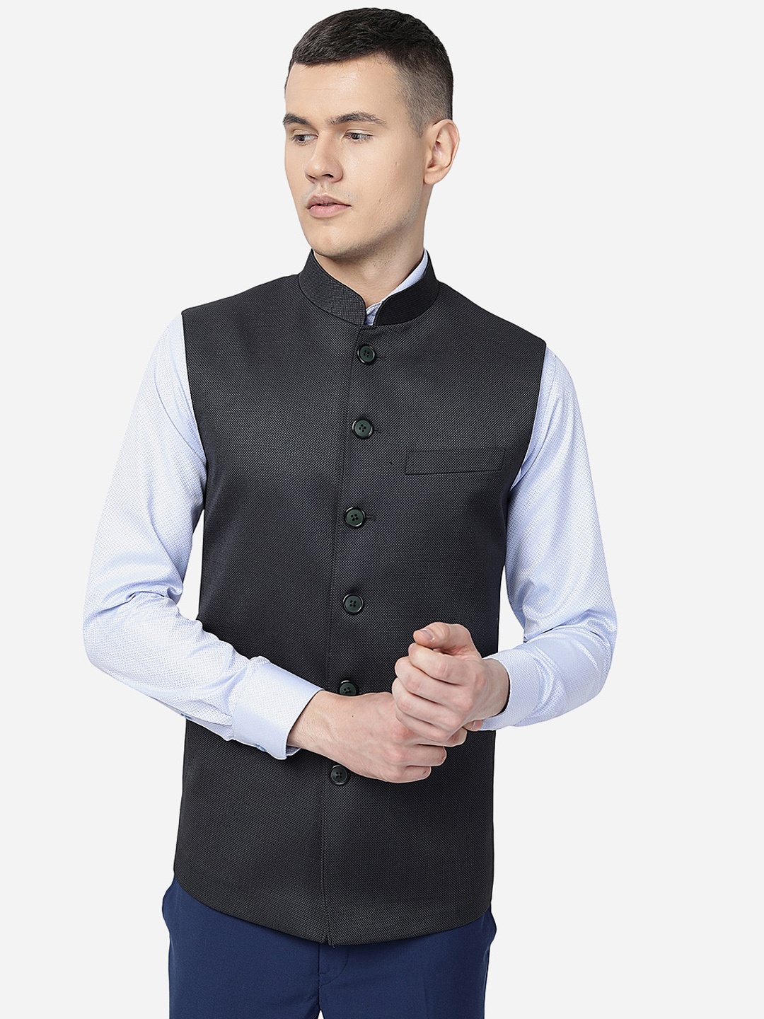 

MODI JACKET Mandarin Collar Nehru Jacket, Charcoal