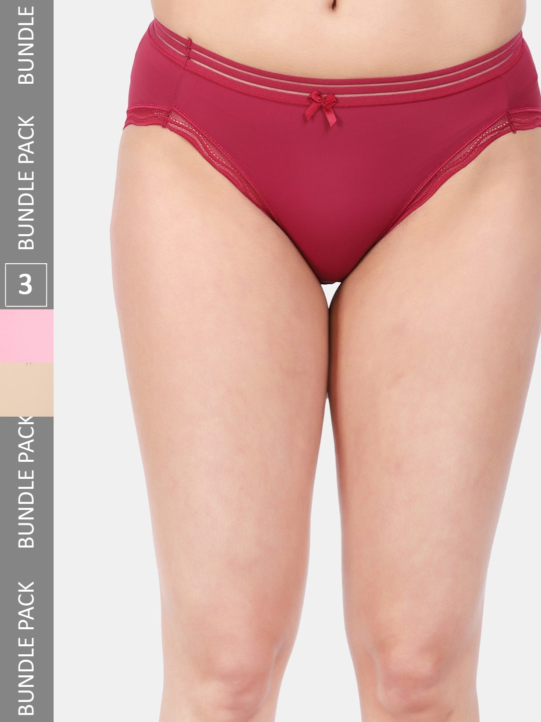 

Amour Secret Women Pack Of 3 Anti-Bacterial Bikini Briefs, Maroon