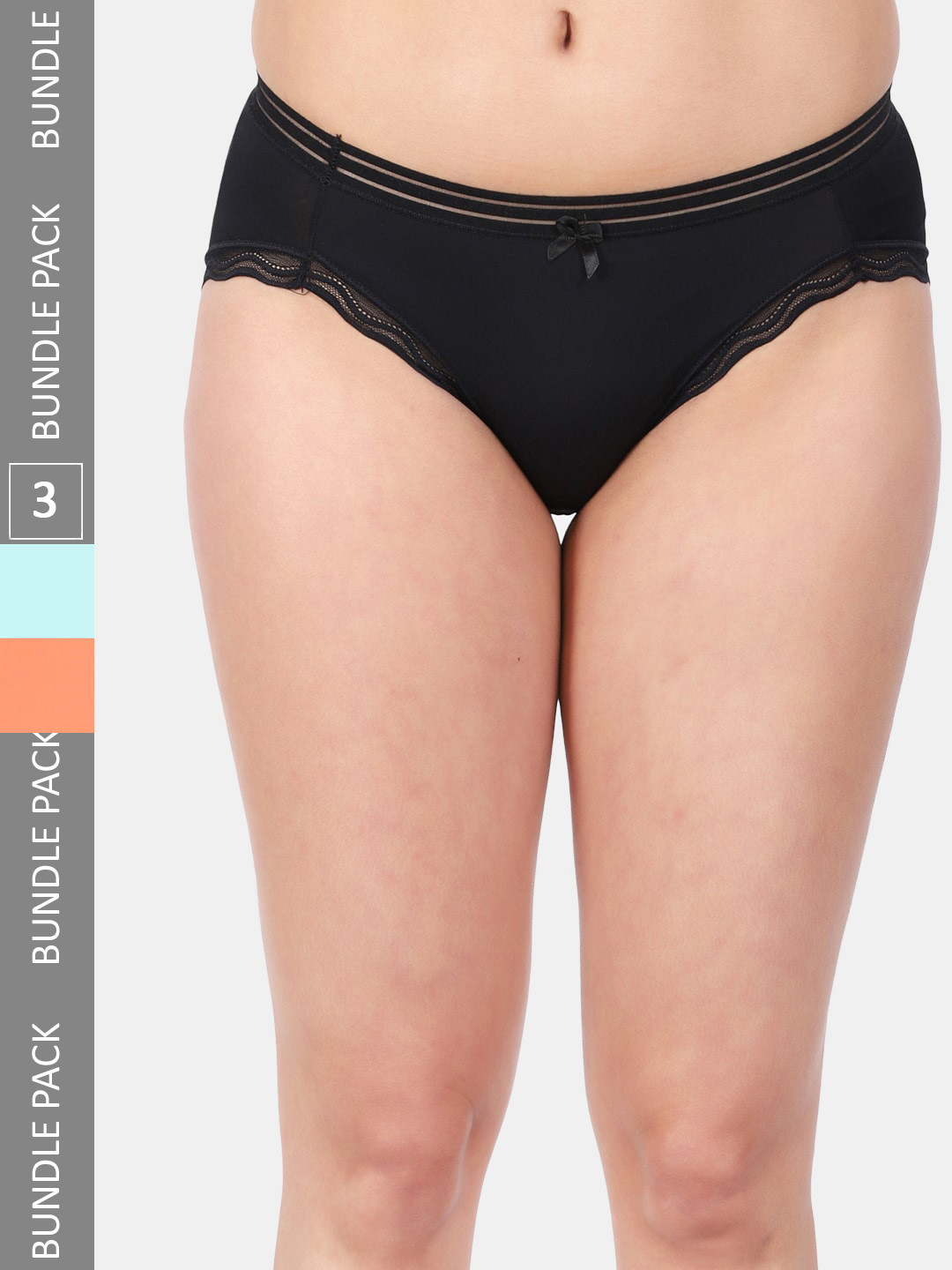 

Amour Secret Women Pack Of 3 Laced Anti-Bacterial Bikini Briefs, Black