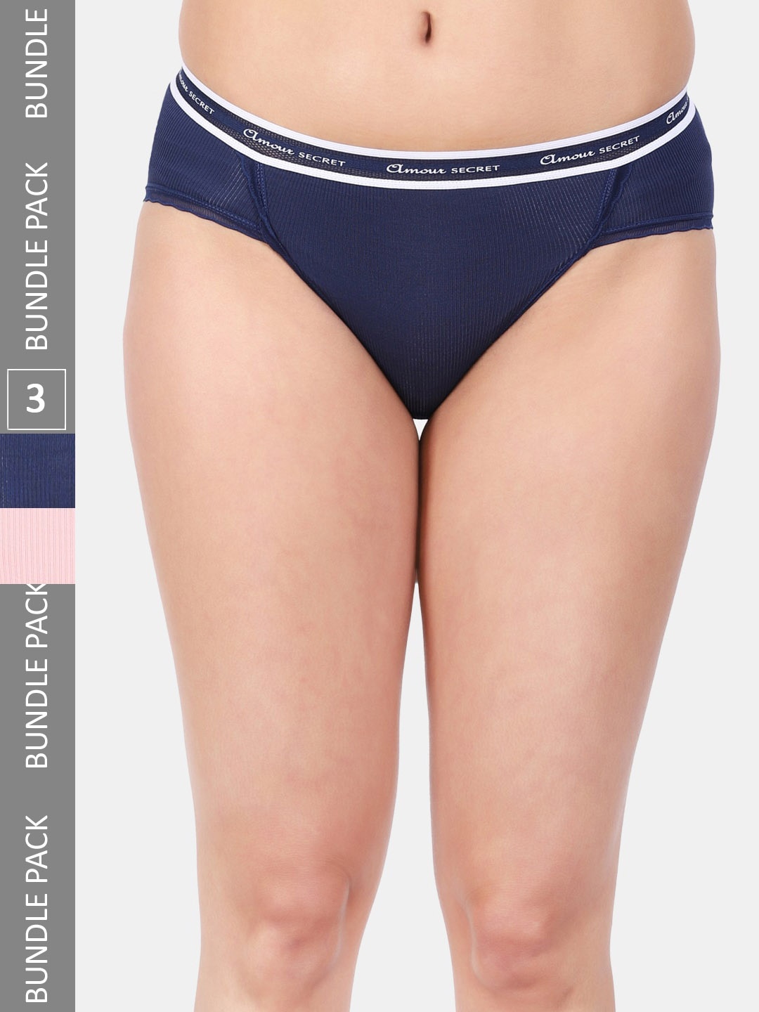

Amour Secret Women Pack Of 3 Assorted Striped Anti-Bacterial Bikini Briefs