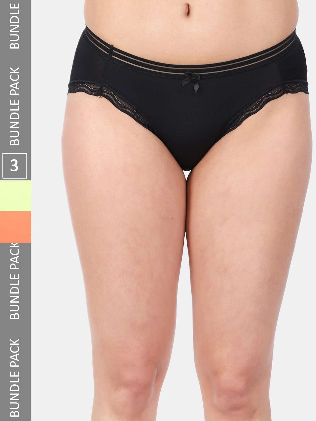 

Amour Secret Women Pack Of 3 Mid Rise Anti-Bacterial Bikini Briefs, Black