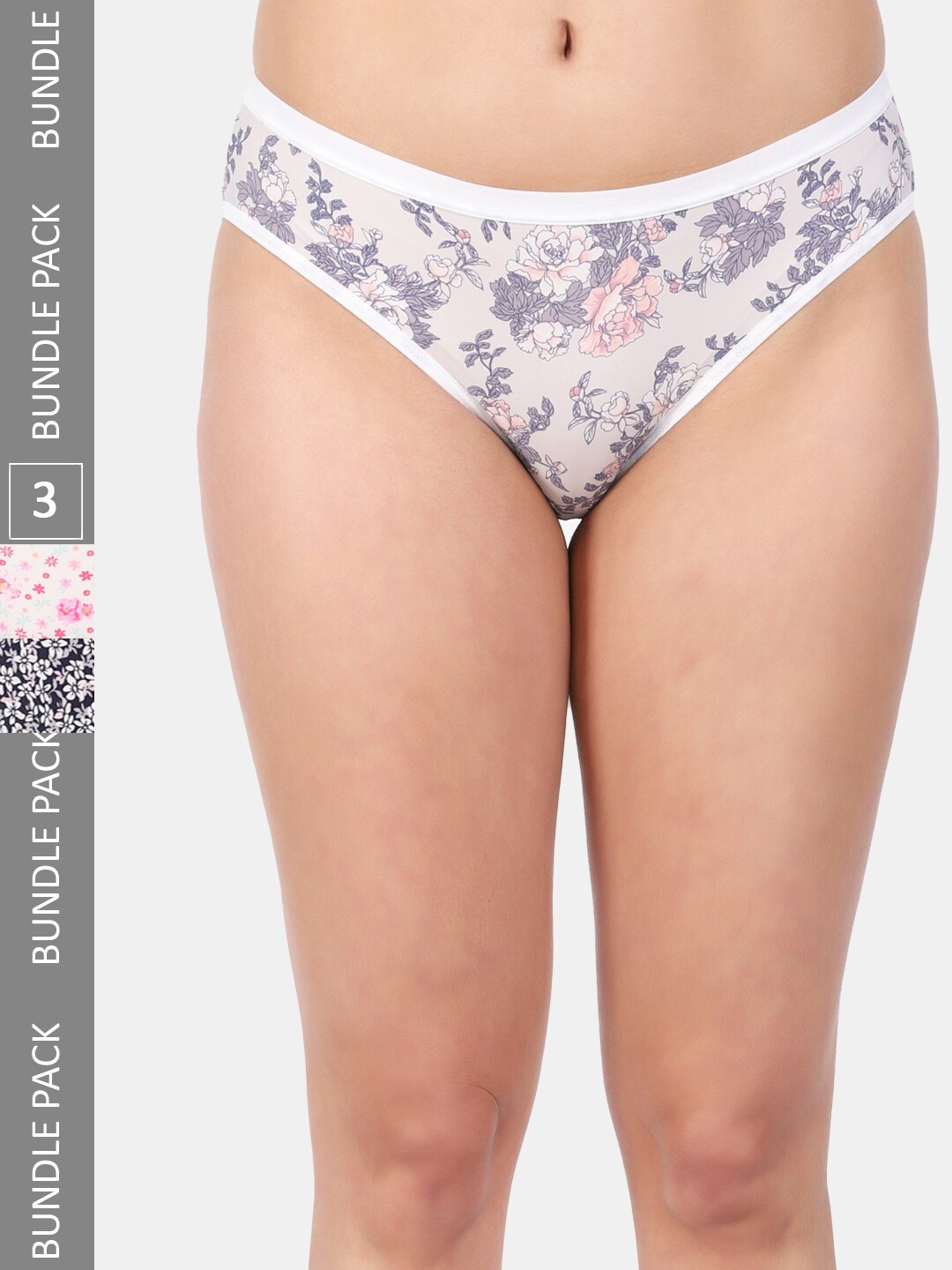 

Amour Secret Women Pack Of 3 Printed Anti-Bacterial Bikini Briefs, Grey