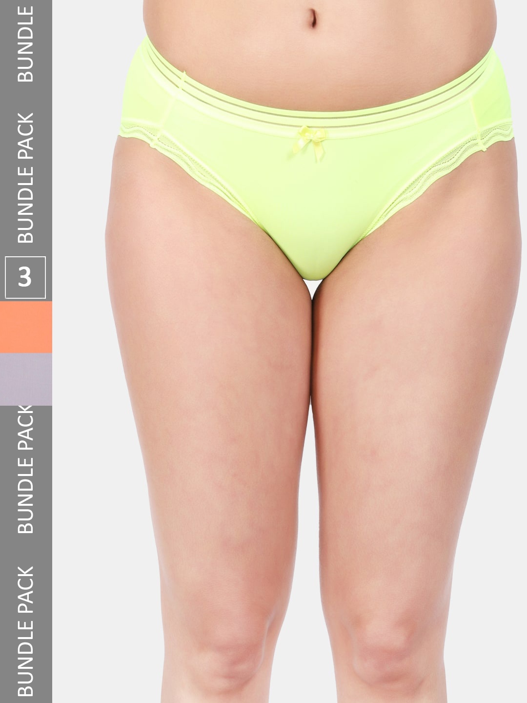 

Amour Secret Women Pack Of 3 Striped Anti-Bacterial Bikini Briefs, Green