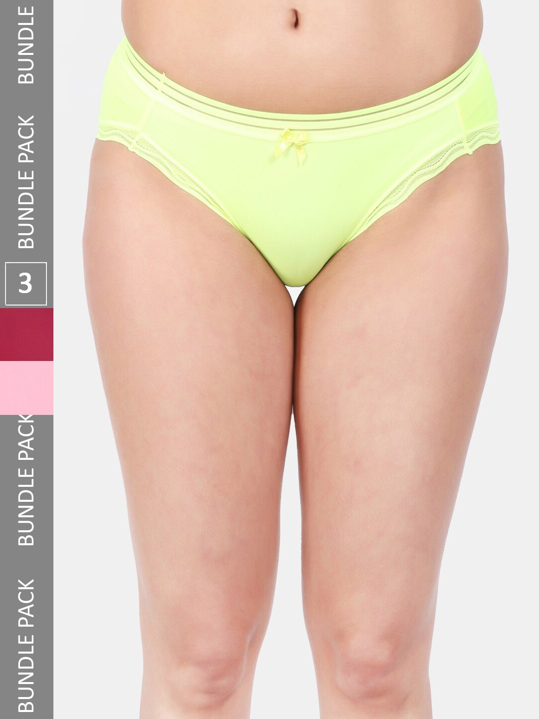

Amour Secret Women Pack Of 3 Striped Mid Rise Anti-Bacterial Bikini Briefs, Green