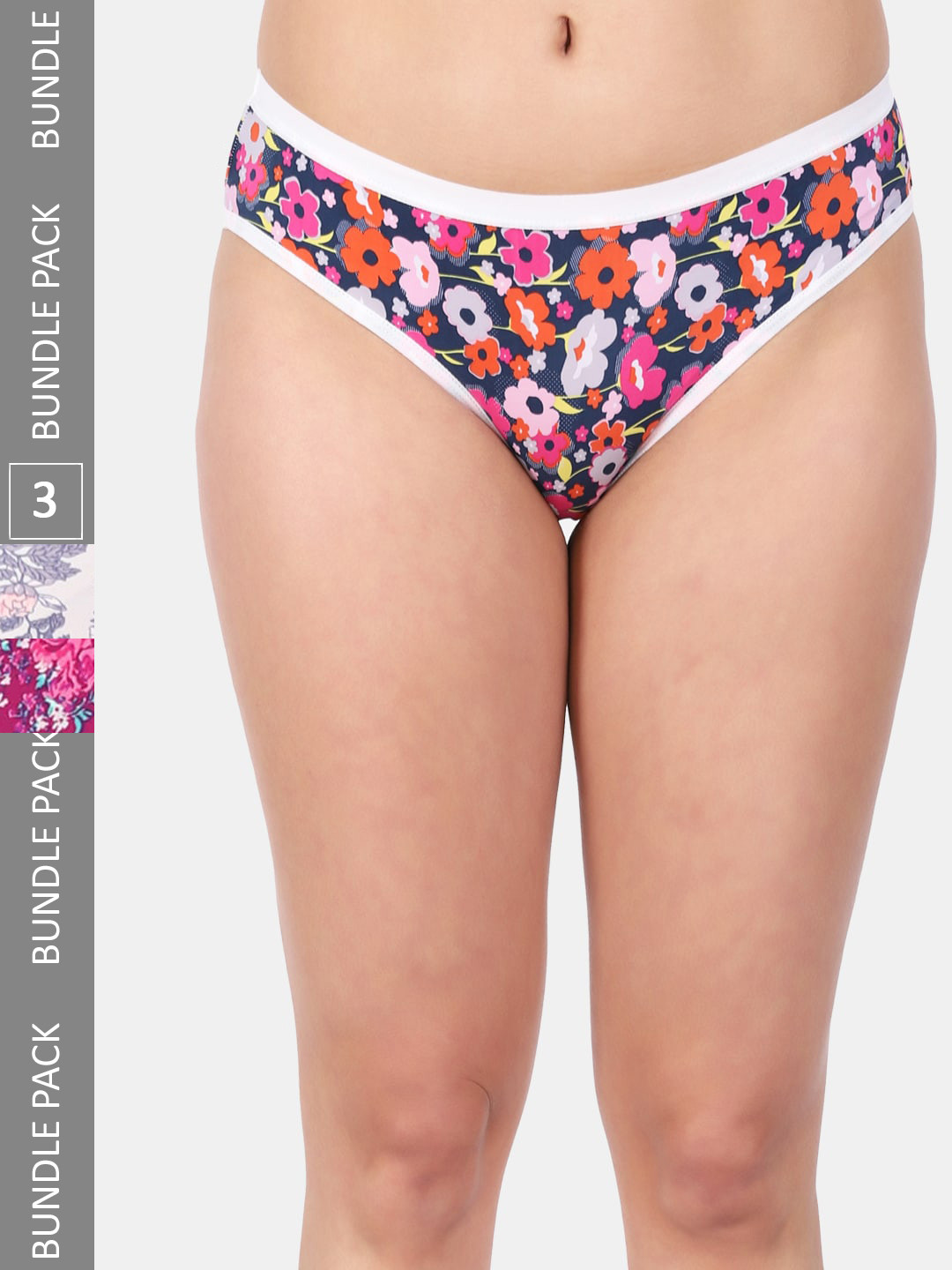 

Amour Secret Women Pack Of 3 Printed Mid Rise Anti-Bacterial Bikini Briefs, Blue