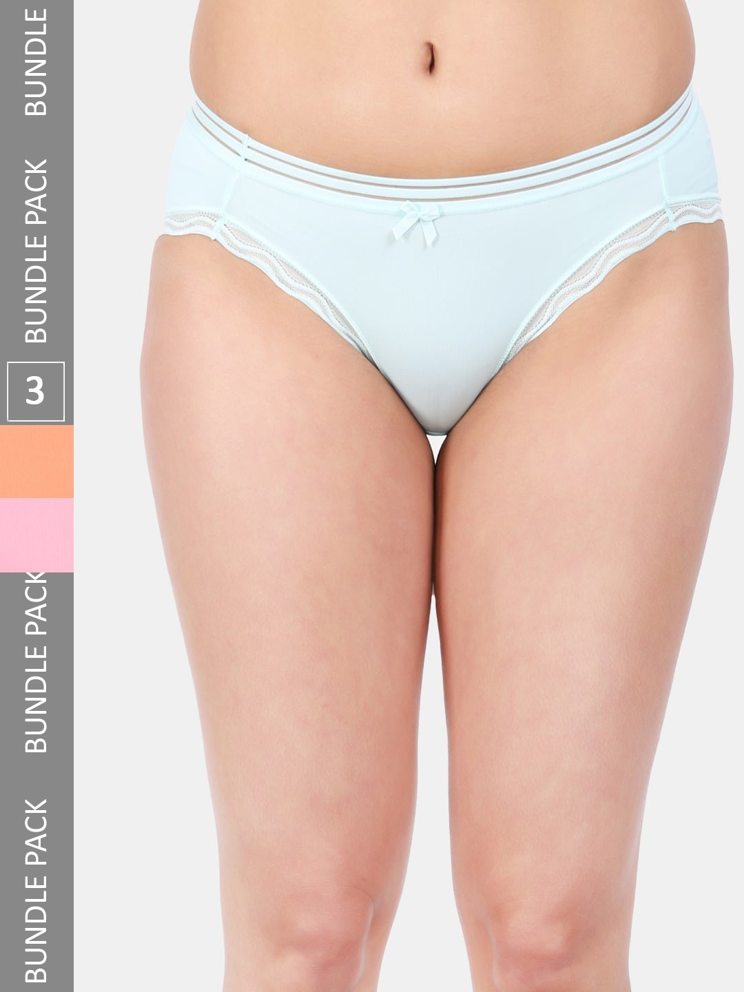 

Amour Secret Women Pack Of 3 Mid Rise Anti-Bacterial Bikini Briefs, Blue
