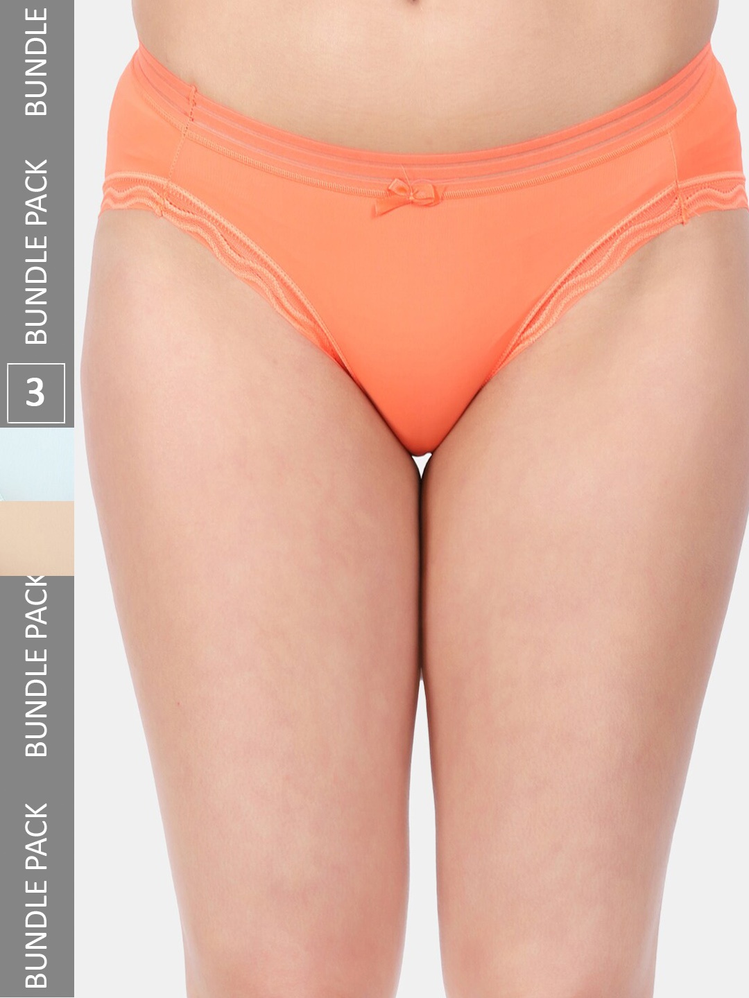 

Amour Secret Women Pack Of 3 Mid Rise Anti-Bacterial Bikini Briefs, Orange