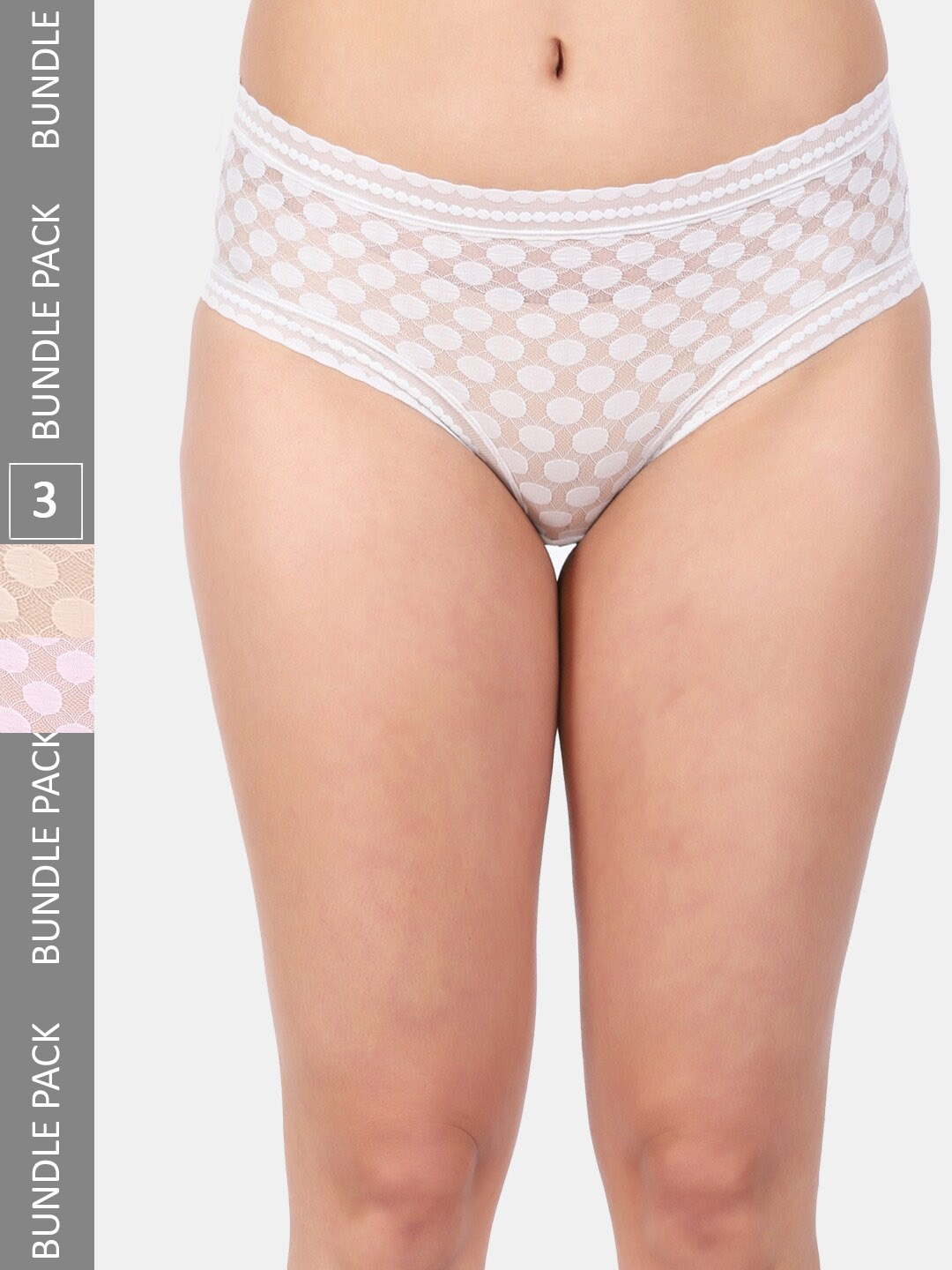 

Amour Secret Women Pack Of 3 Self-Design Mid Rise Anti-Bacterial Hipster Briefs, Grey