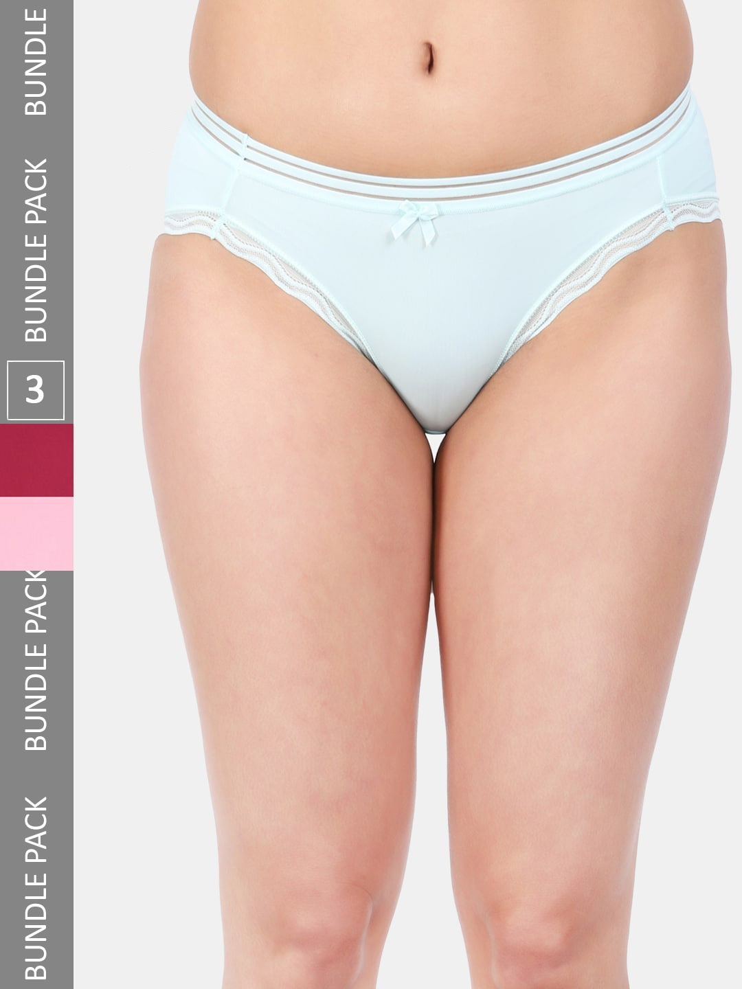 

Amour Secret Women Pack Of 3 Mid Rise Anti-Bacterial Bikini Briefs, Blue