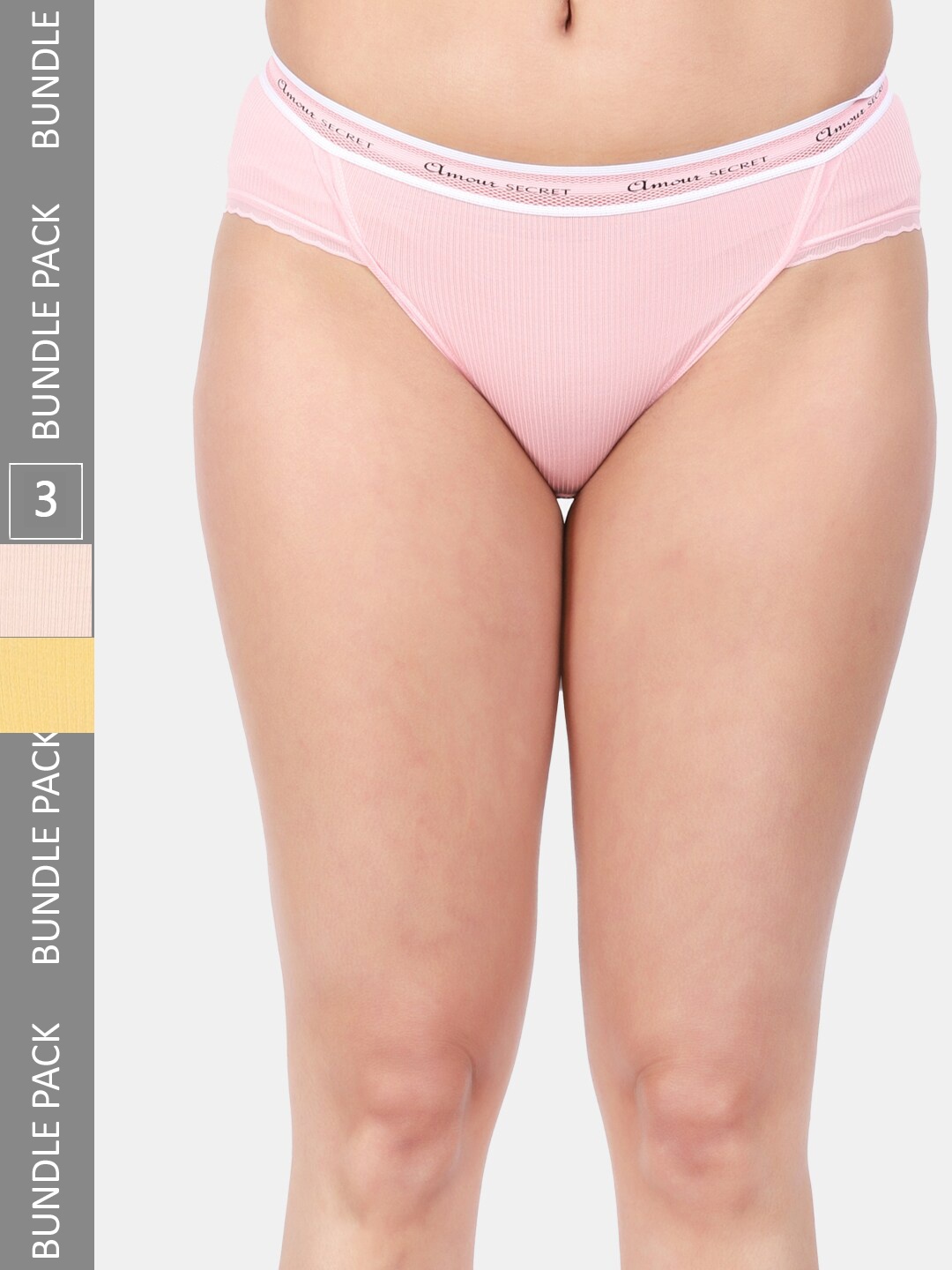 

Amour Secret Women Pack Of 3 Anti-Bacterial Bikini Briefs, Pink