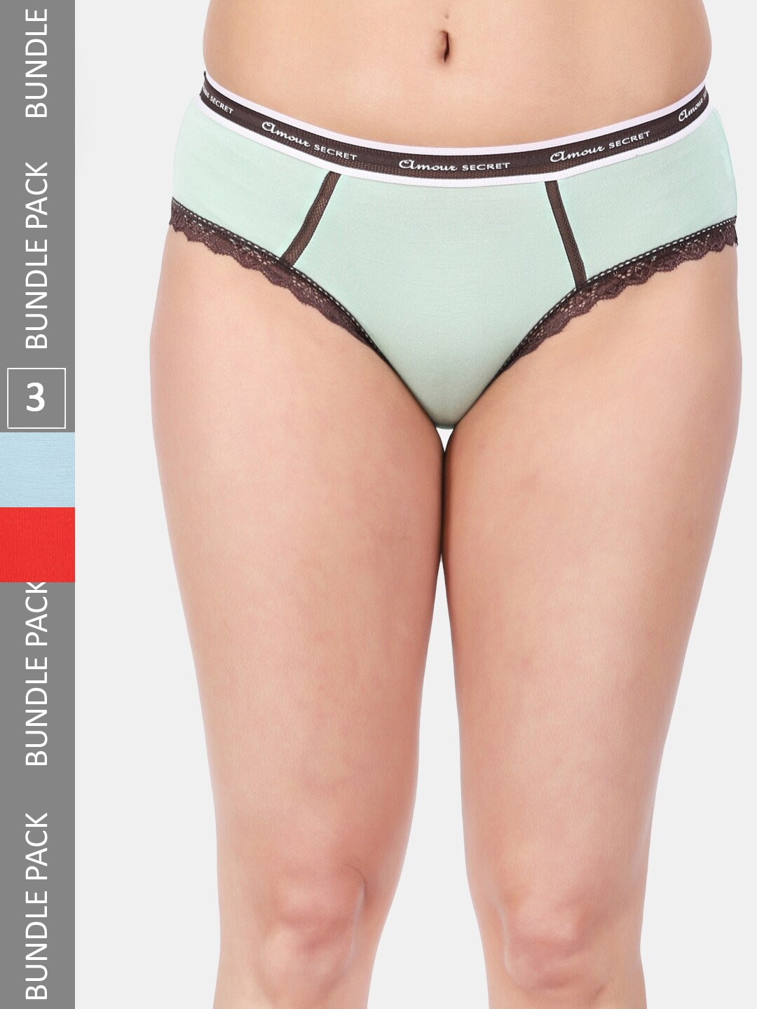 

Amour Secret Women Pack Of 3 Anti-Bacterial Bikini Briefs, Green