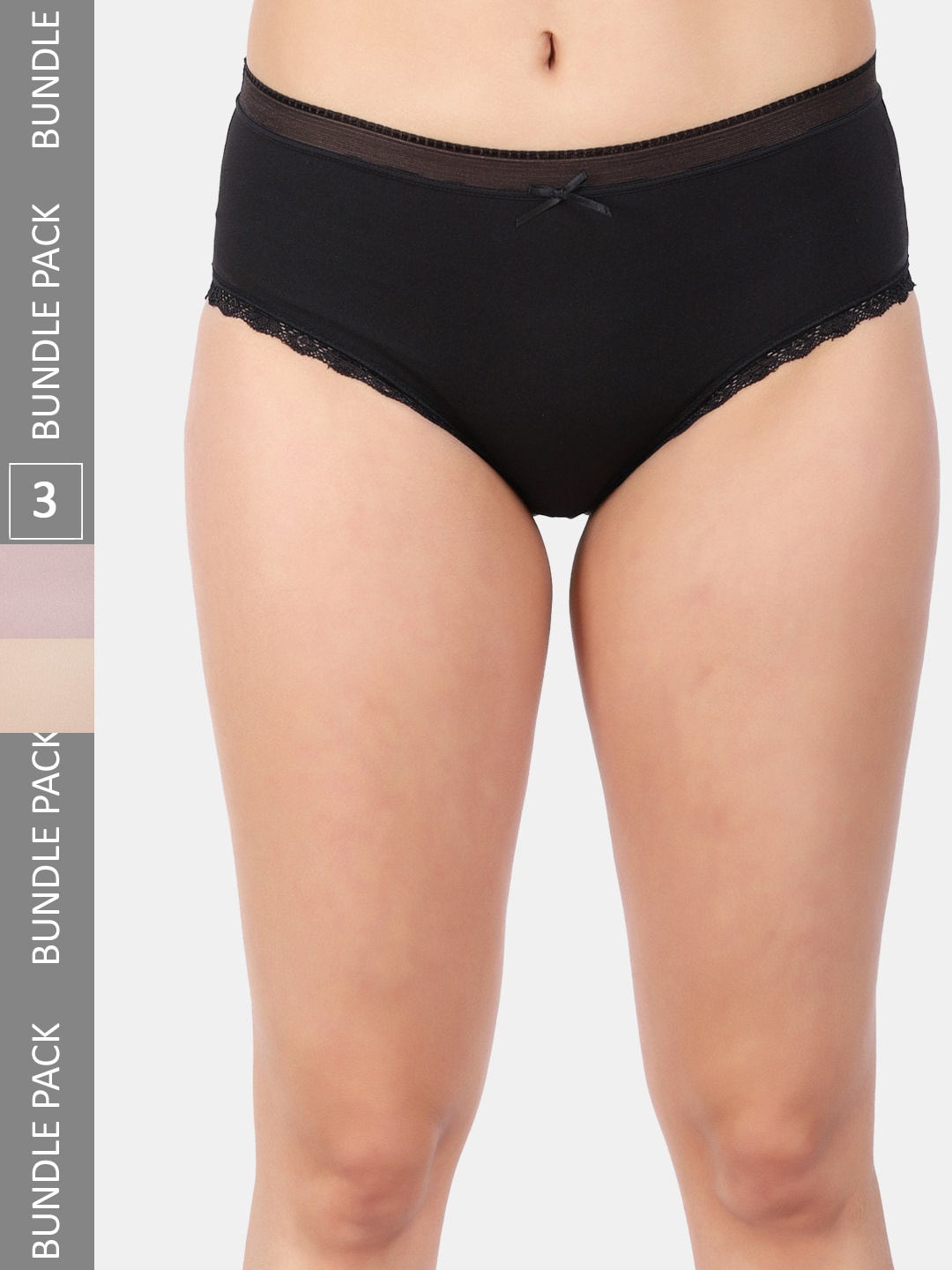 

Amour Secret Women Pack Of 3 Anti-Bacterial Hipster Briefs, Black