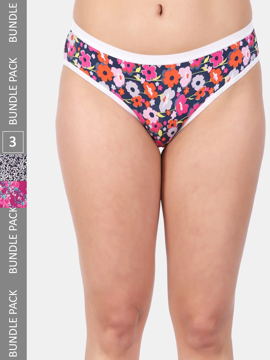 

Amour Secret Women Pack Of 3 Printed Mid Rise Anti-Bacterial Bikini Briefs, Blue