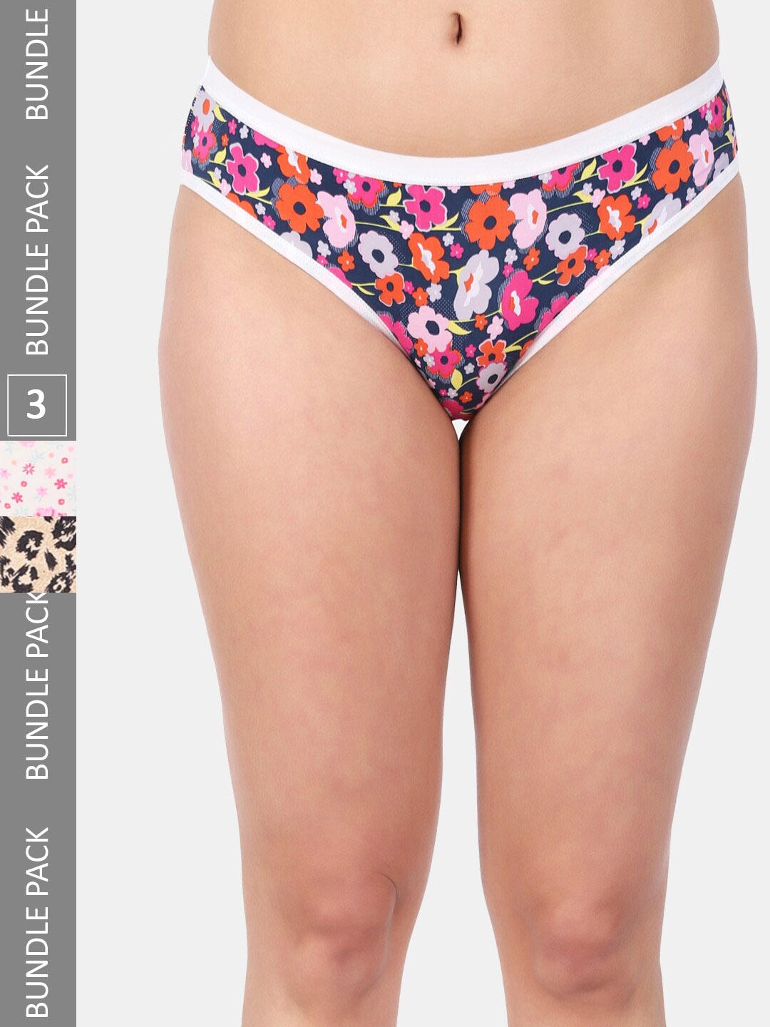 

Amour Secret Women Pack Of 3 Printed Mid Rise Anti-Bacterial Bikini Briefs, White