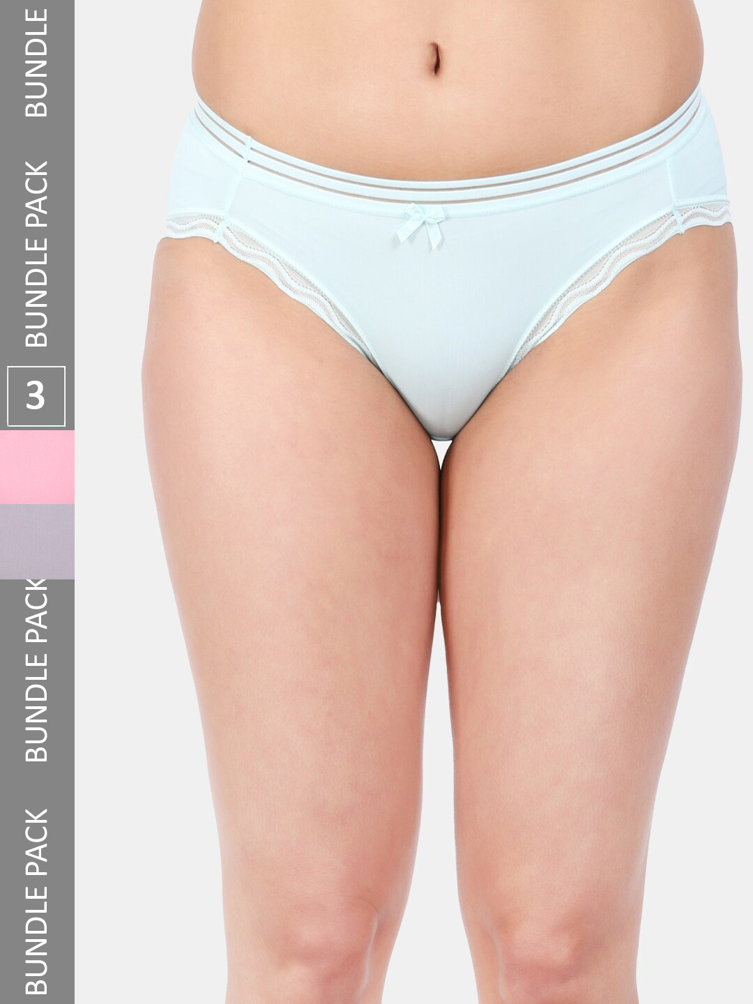 

Amour Secret Women Pack Of 3 Mid Rise Anti-Bacterial Bikini Briefs, Blue