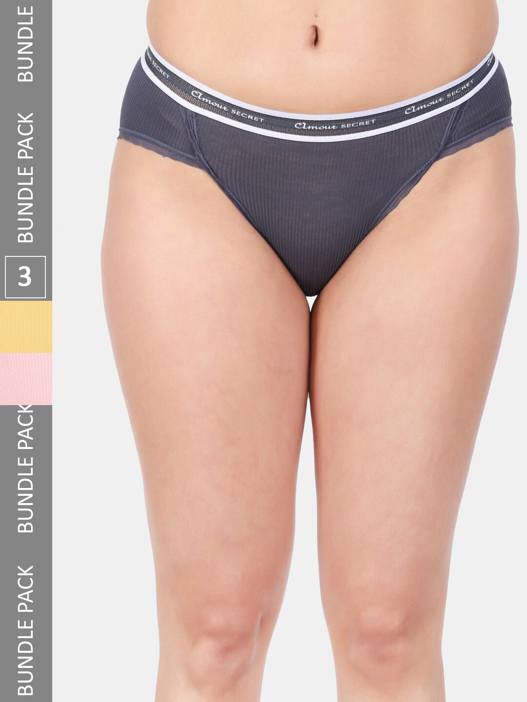 

Amour Secret Women Pack Of 3 Anti-Bacterial Bikini Briefs, Pink