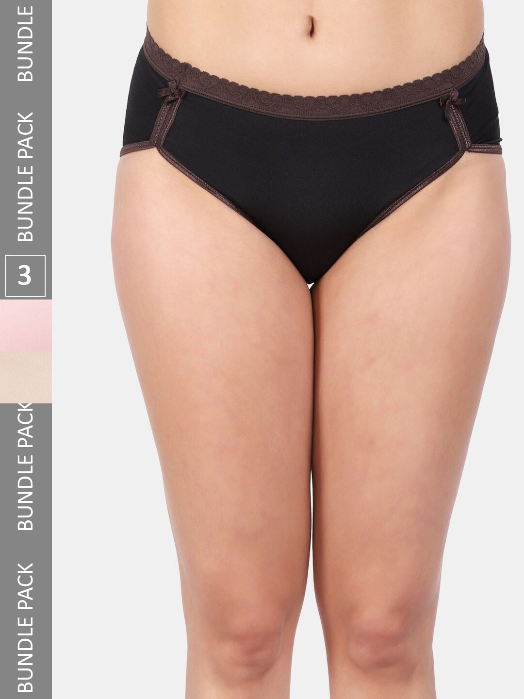 

Amour Secret Women Pack Of 3 Mid Rise Anti-Bacterial Hipster Briefs, Black