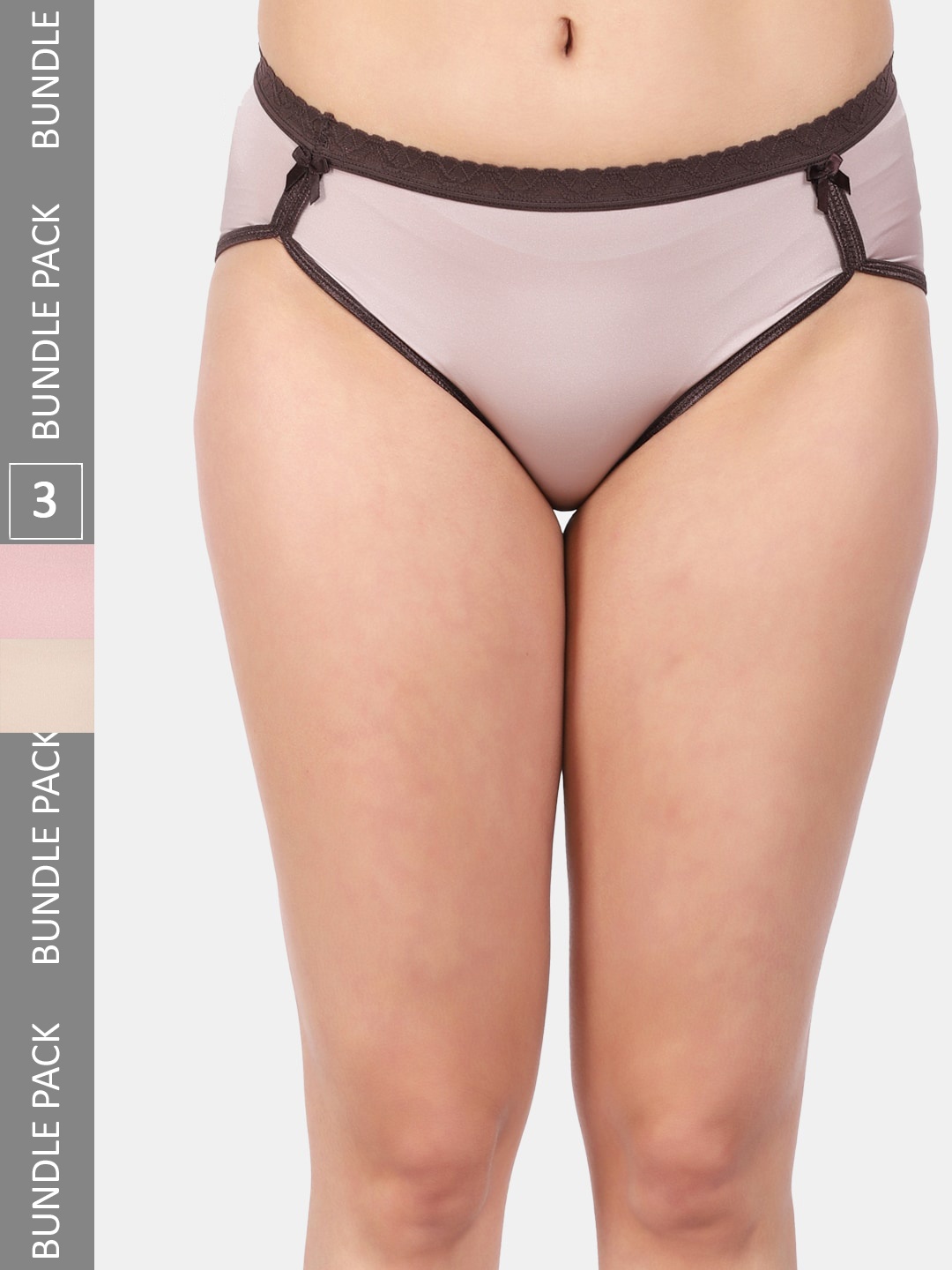 

Amour Secret Women Pack Of 3 Mid Rise Anti-Bacterial Hipster Briefs, Grey