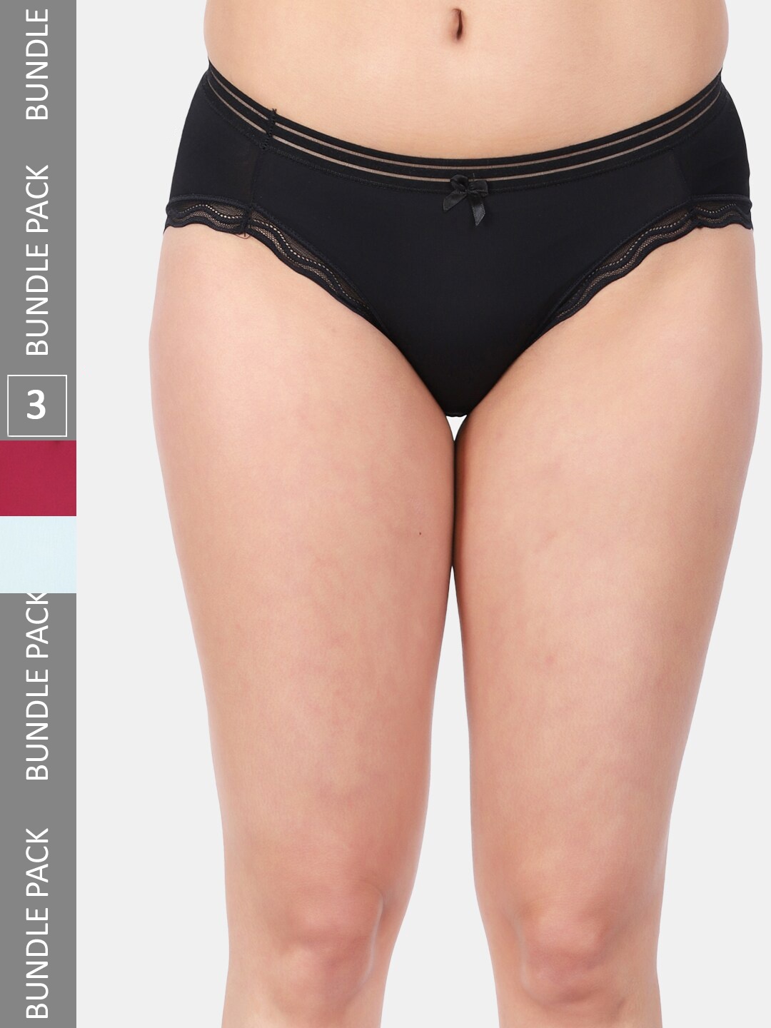 

Amour Secret Women Pack Of 3 Mid Rise Anti-Bacterial Bikini Briefs, Maroon