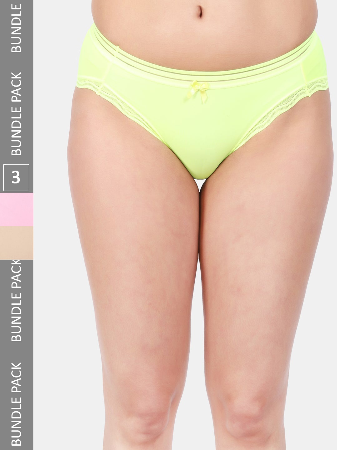 Amour Secret Women Pack Of 3 Mid Rise Anti-Bacterial Bikini Briefs, Green