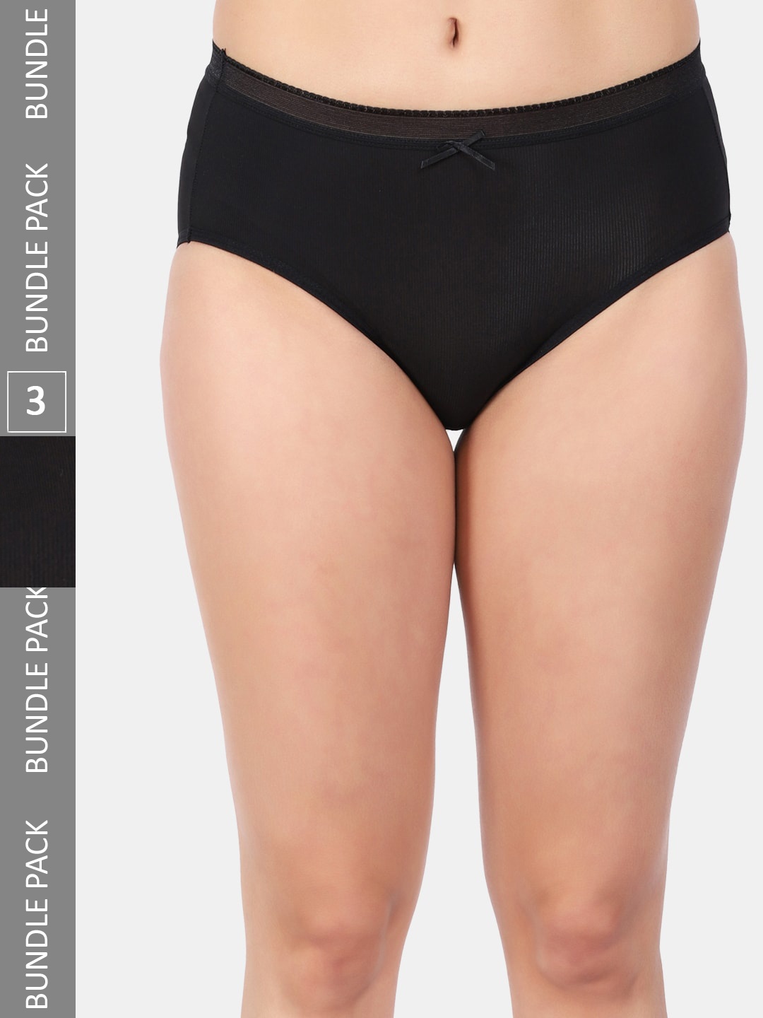 

Amour Secret Women Pack Of 3 Mid Rise Anti-Bacterial Hipster Briefs, Black