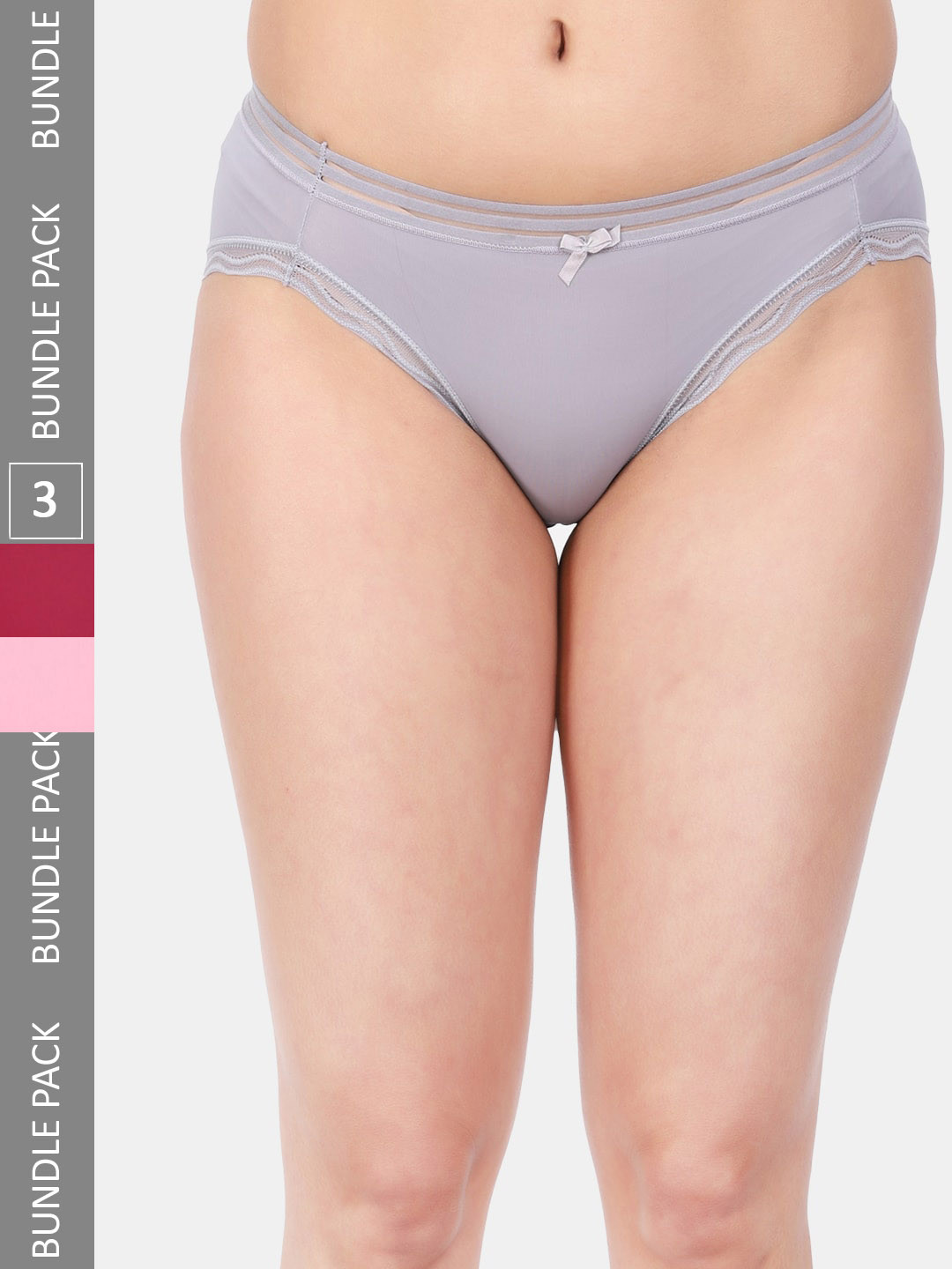 

Amour Secret Women Pack Of 3 Mid Rise Anti-Bacterial Bikini Briefs, Pink