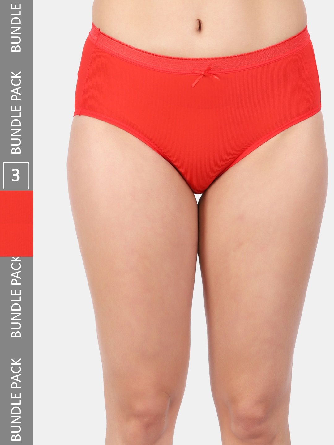 

Amour Secret Women Pack Of 3 Mid Rise Anti-Bacterial Hipster Briefs, Red