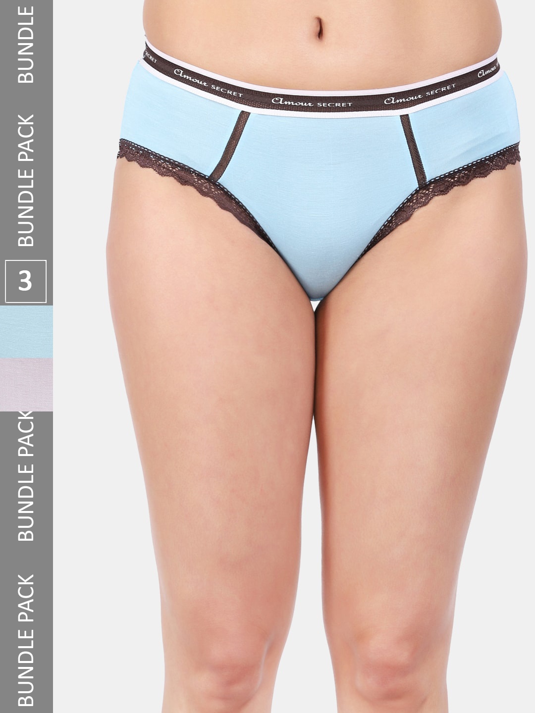 

Amour Secret Women Pack Of 3 Anti-Bacterial Bikini Briefs, Blue
