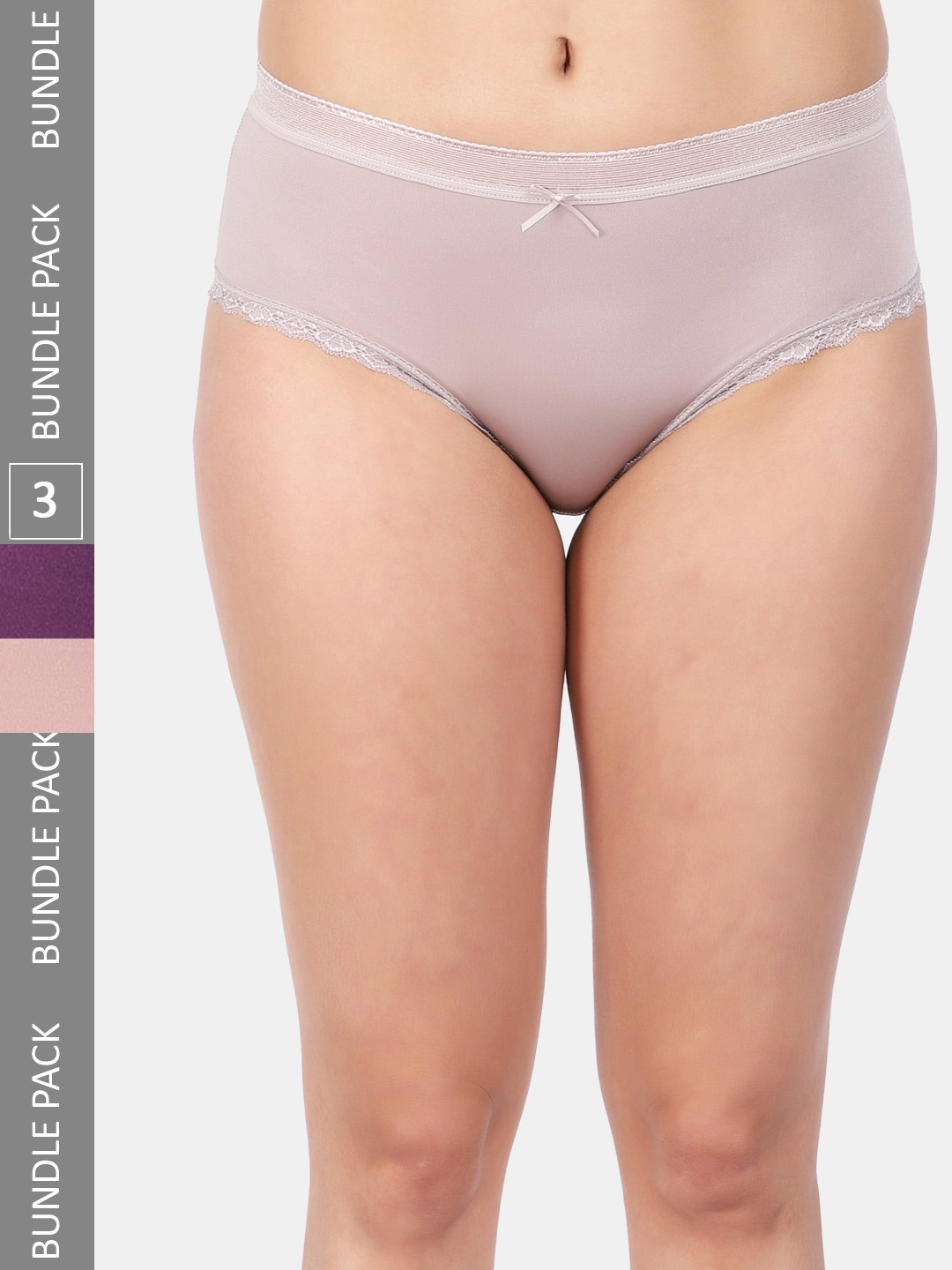 

Amour Secret Women Pack Of 3 Mid Rise Anti-Bacterial Hipster Briefs, Purple