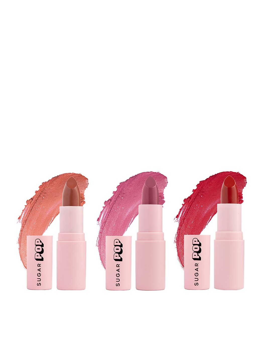 

SUGAR POP Set Of 3 Lightweight Matte Lipstick 4.2g Each - Scarlet 03+ Caramel 04+ Taupe 01, Red