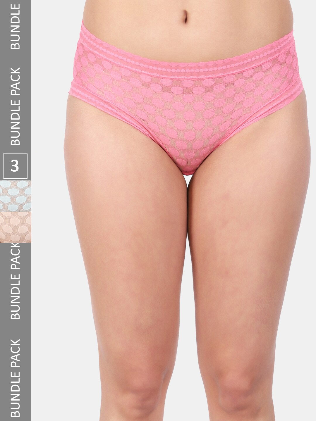 

Amour Secret Women Pack Of 3 Mid Rise Anti-Bacterial Hipster Briefs, Coral