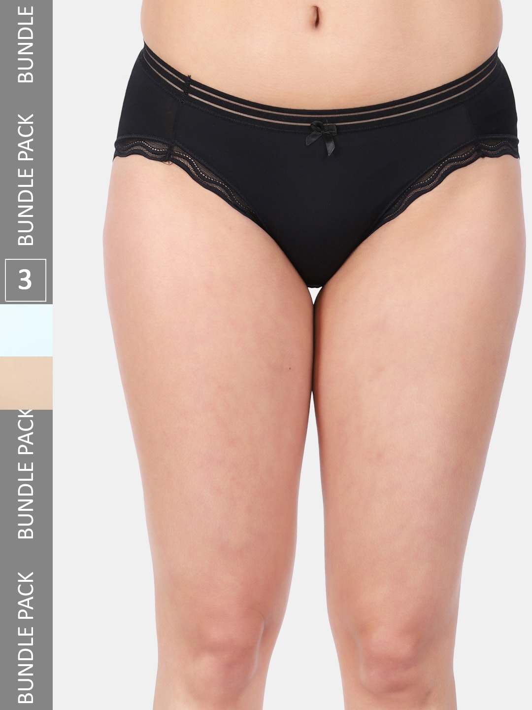 

Amour Secret Women Pack Of 3 Mid RiseAnti-Bacterial Bikini Briefs, Black