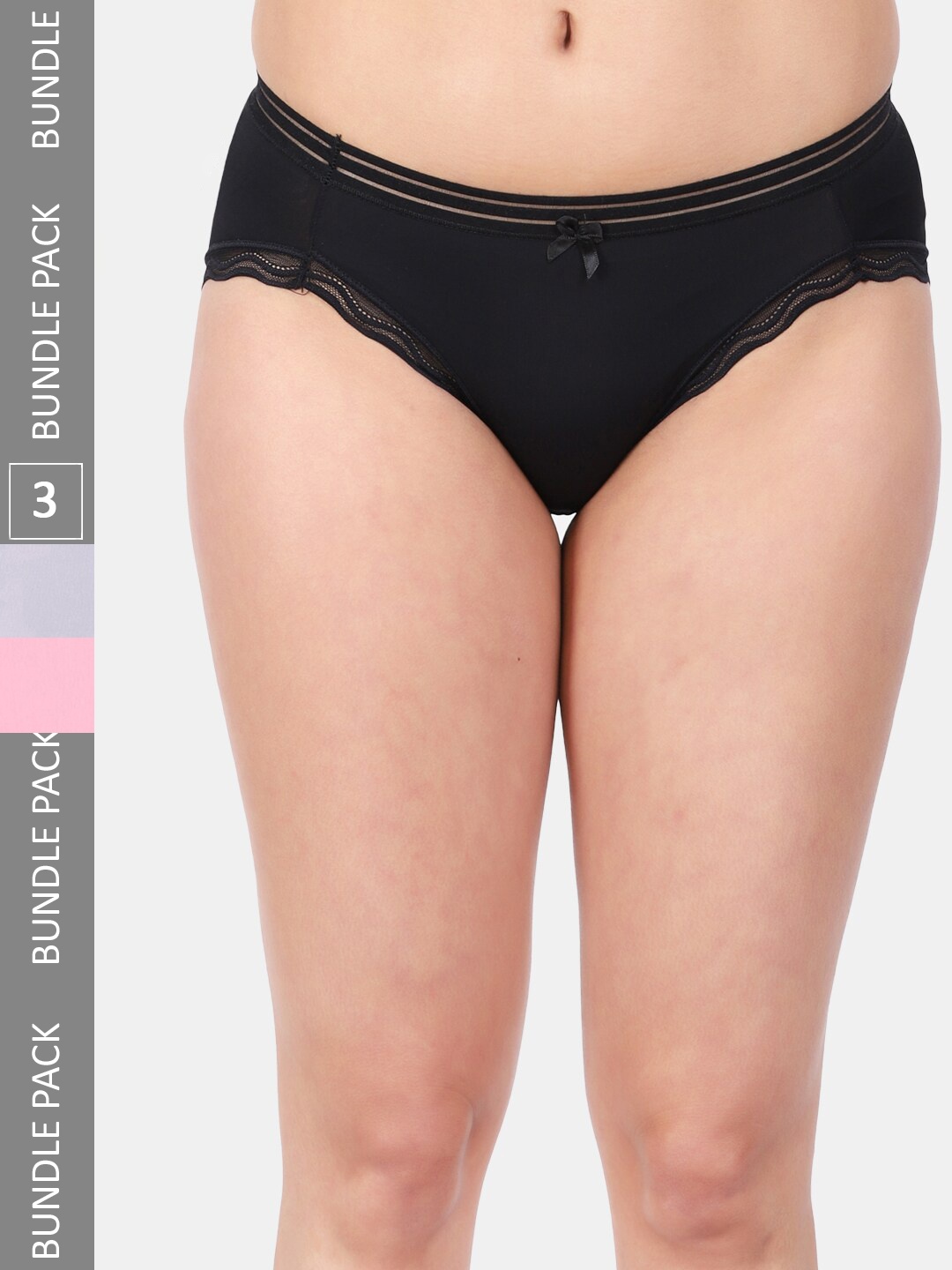 

Amour Secret Pack Of 3 Mid-Rise Anti-Bacterial Bikini Briefs, Grey